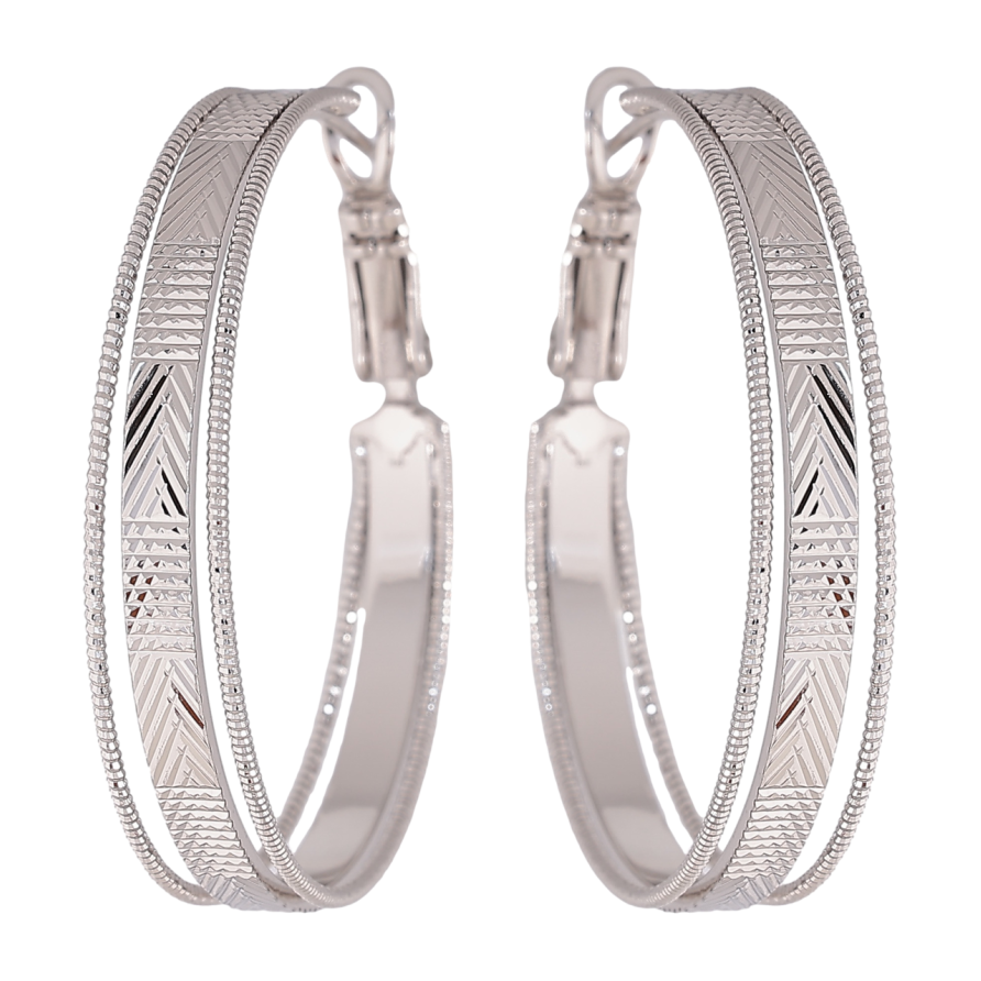 Сережки Xuping колір Родій кільця (конго) Декоративний візерунок ø 3.5см фото №1