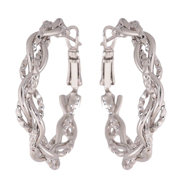 Сережки Xuping колір Родій кільця (конго) Декоративний візерунок ø 3.5см фото №19