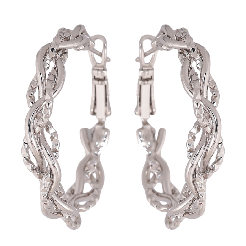 Серьги Xuping цвет Родий кольца (конго) Декоративный узор ø 3.5см фото №1