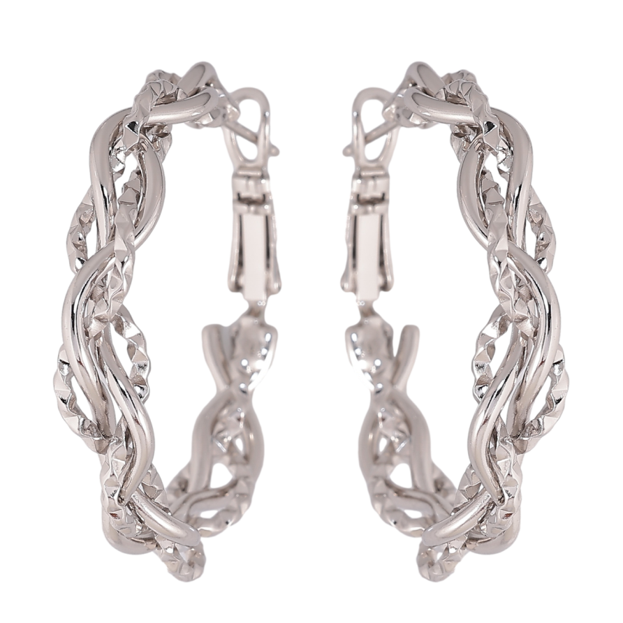 Сережки Xuping колір Родій кільця (конго) Декоративний візерунок ø 3.5см фото №1