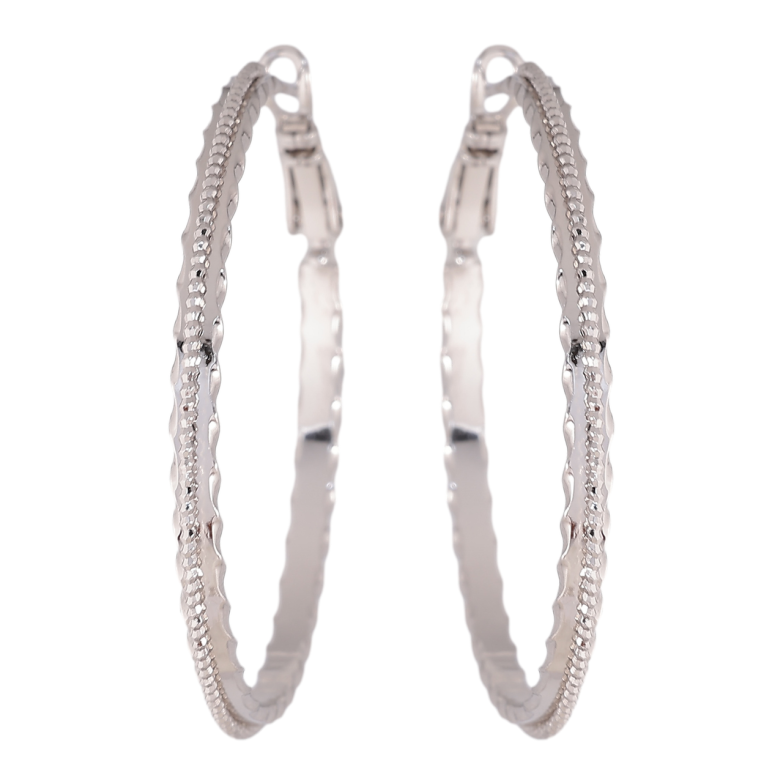 Серьги Xuping цвет Родий кольца (конго) Декоративный узор ø 4.2см фото №10