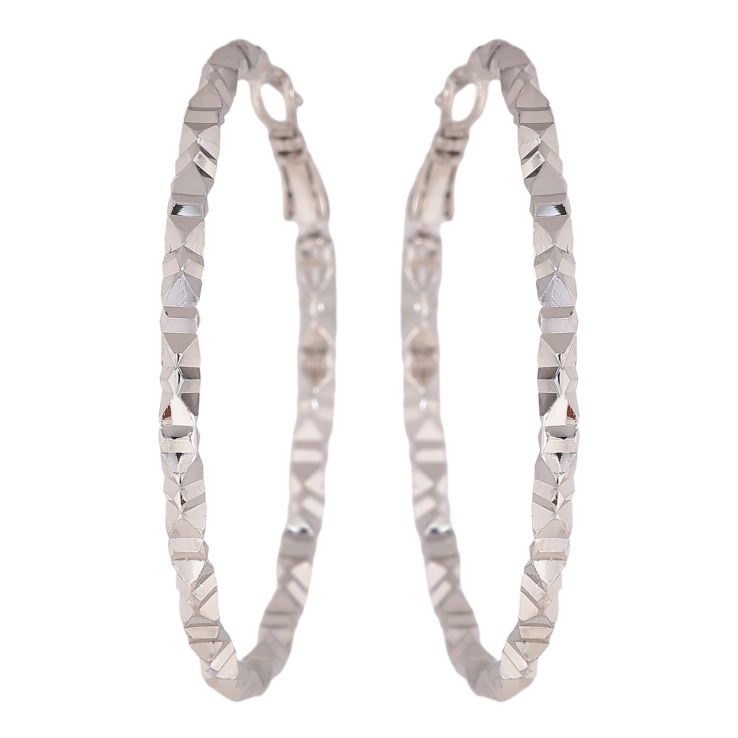 Сережки Xuping колір Родій кільця (конго) Декоративний візерунок ø 5см фото №12