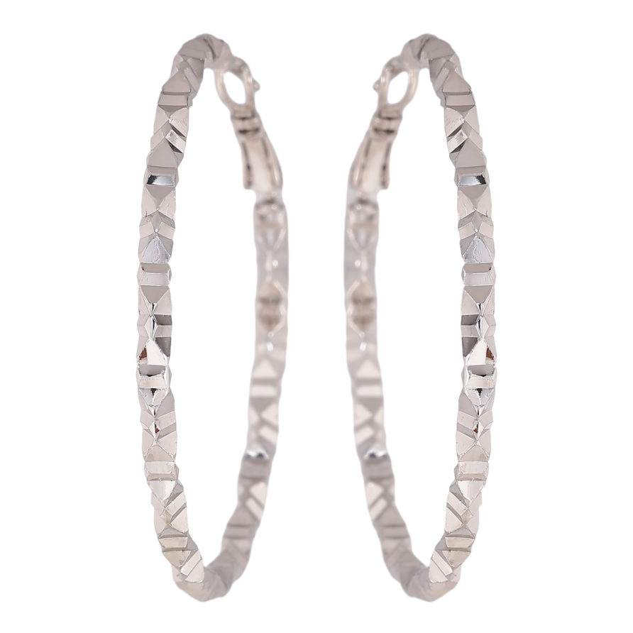 Сережки Xuping колір Родій кільця (конго) Декоративний візерунок ø 5см фото №1