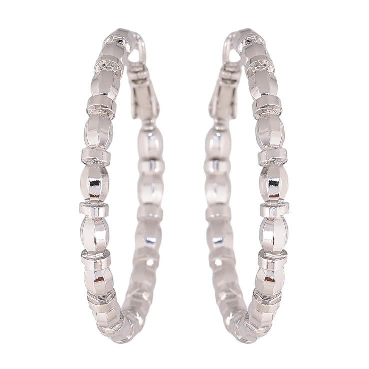 Сережки Xuping колір Родій кільця (конго) Декоративний візерунок ø 4см фото №13