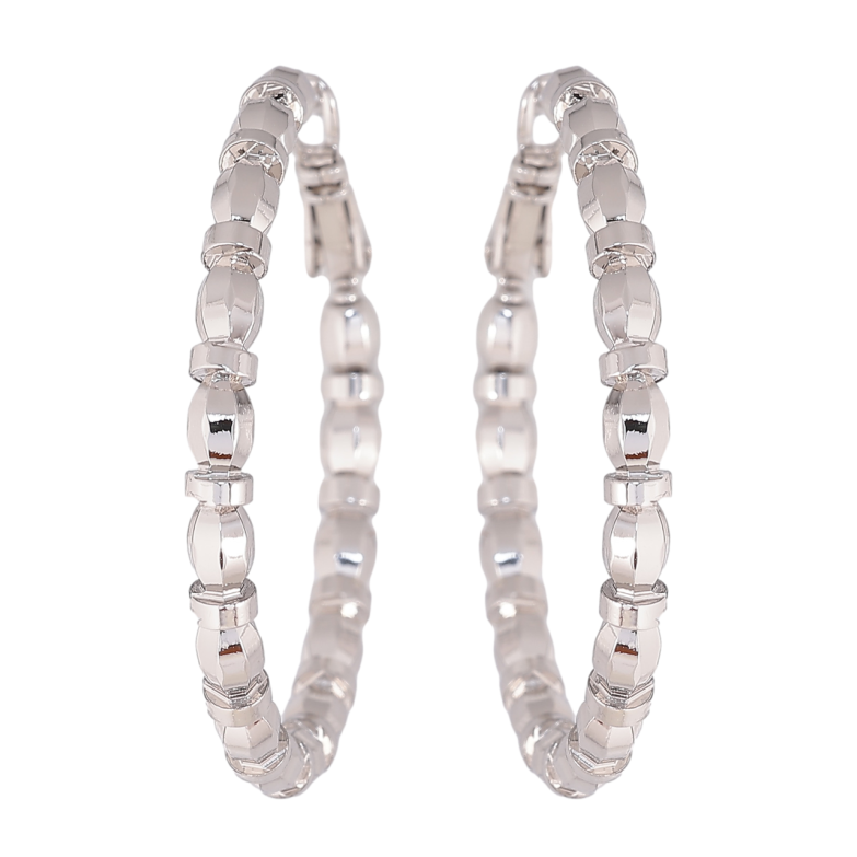 Сережки Xuping колір Родій кільця (конго) Декоративний візерунок ø 4см фото №22