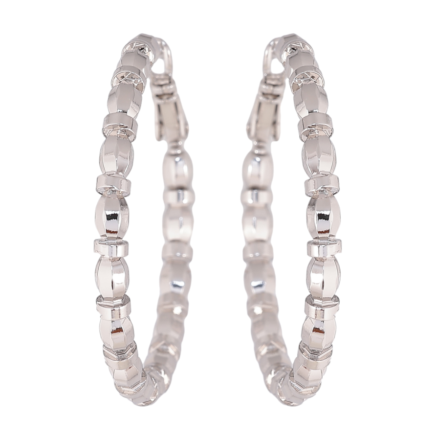 Сережки Xuping колір Родій кільця (конго) Декоративний візерунок ø 4см фото №1