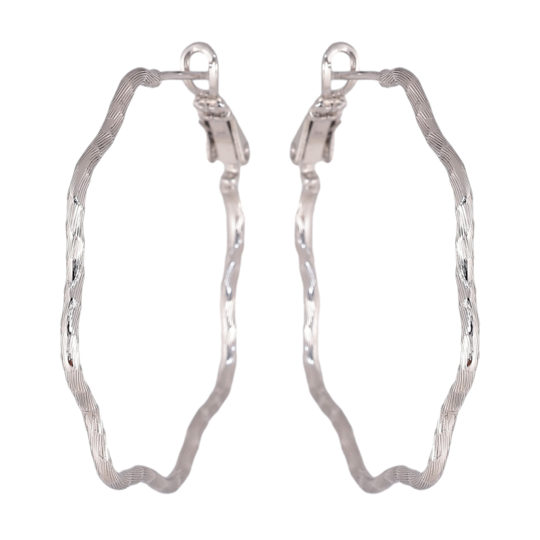 Сережки Xuping колір Родій кільця (конго) Декоративний візерунок ø 4см фото №3