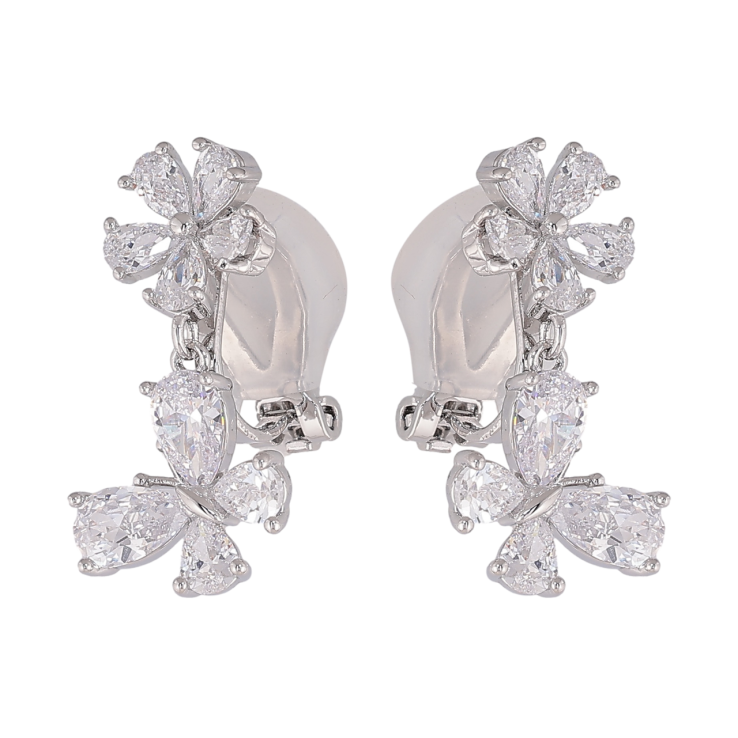 Сережки Xuping колір Родій кліпси Кристальні квіточка з метеликом фото №24