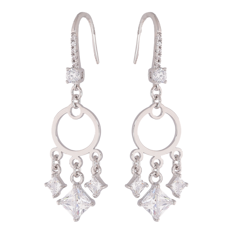 Сережки Xuping колір Родій французький замок Підвіски з кристалами фото №2 Сережки Xuping колір Родій французький замок Підвіски з кристалами фото №2