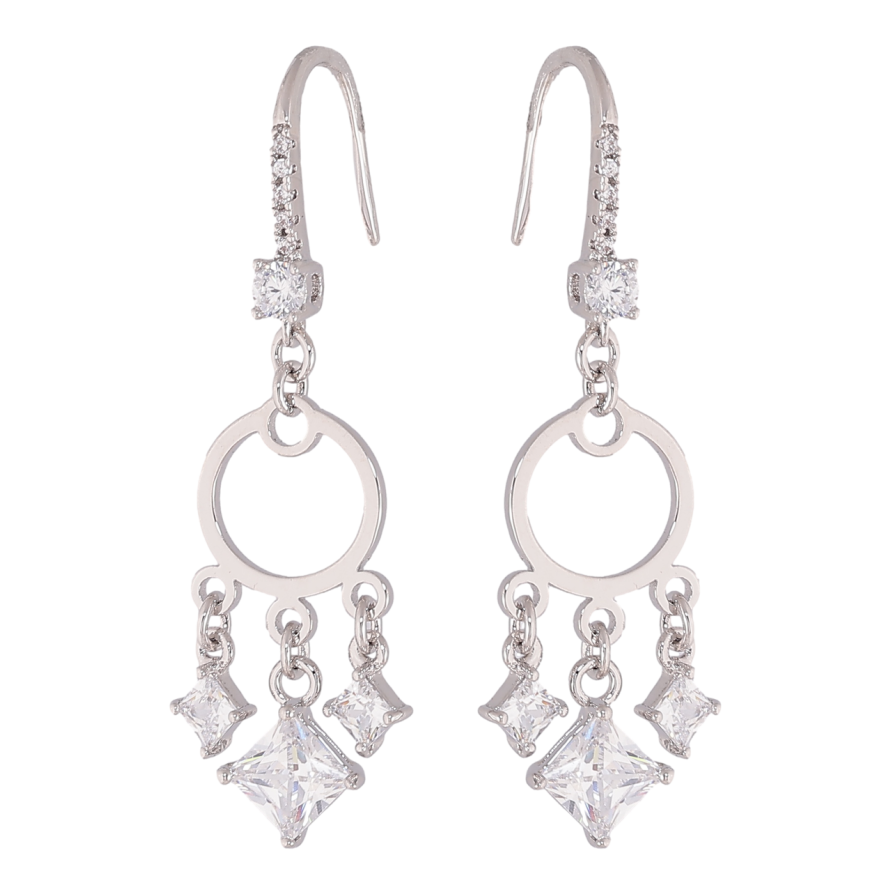 Сережки Xuping колір Родій французький замок Підвіски з кристалами фото №1 Сережки Xuping колір Родій французький замок Підвіски з кристалами фото №1