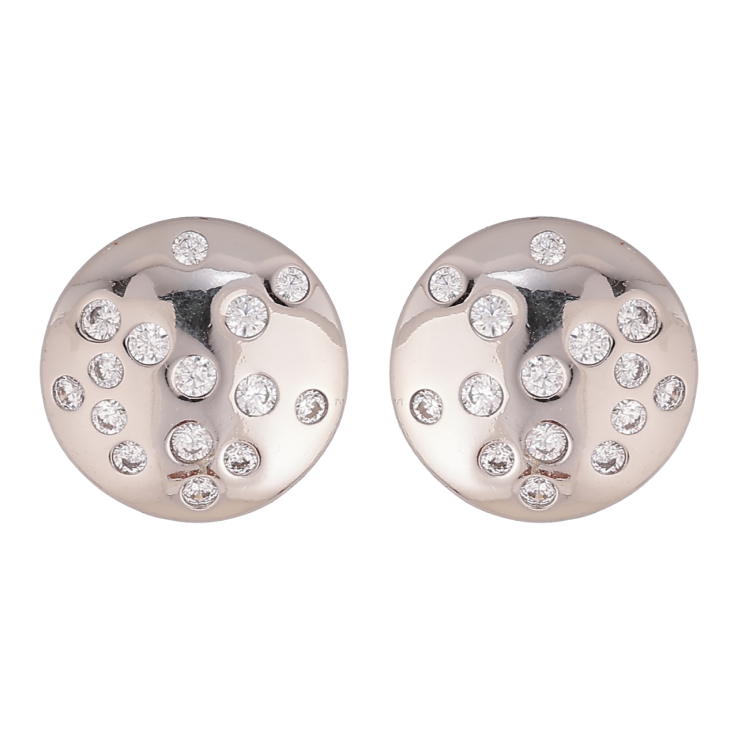 Серьги Xuping цвет Родий пусеты Круги с россыпью кристаллов фото №18