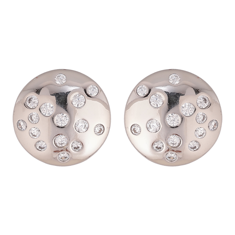 Сережки Xuping колір Родій пусети Кола з розсипом кристалів фото №1