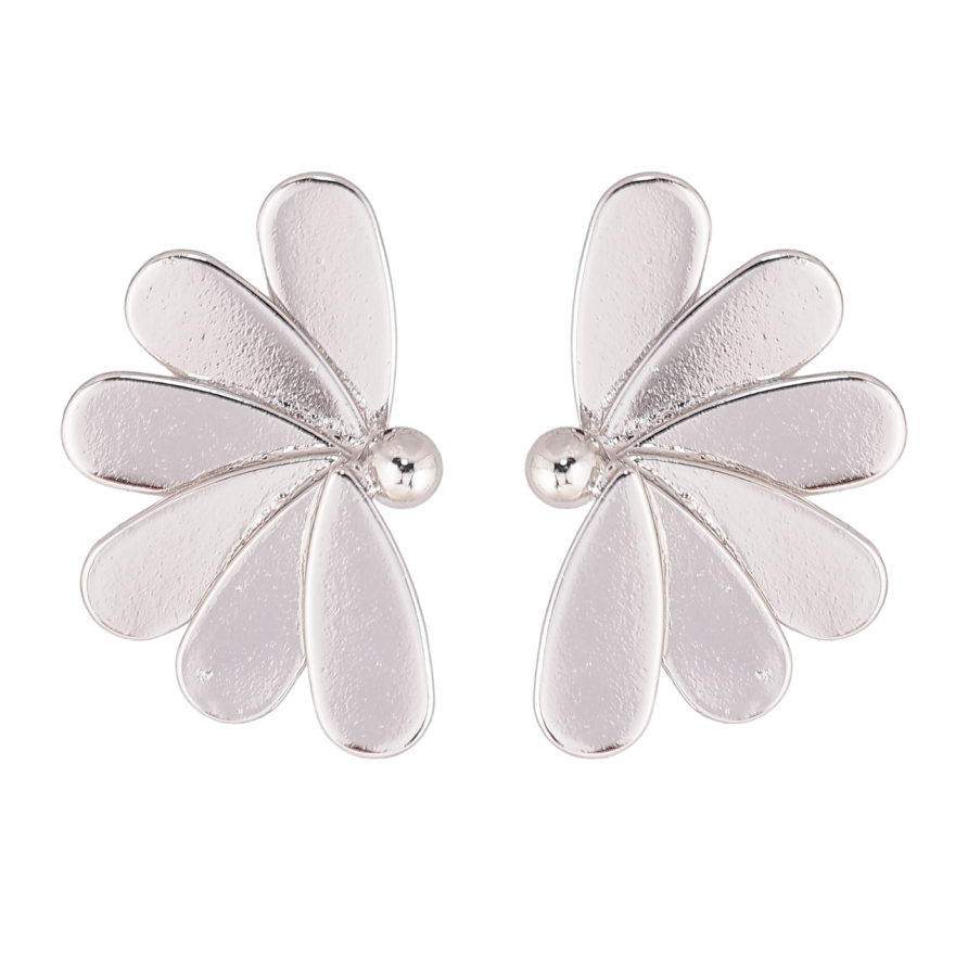 Сережки Xuping колір Родій пусети Половинки квіточок фото №1