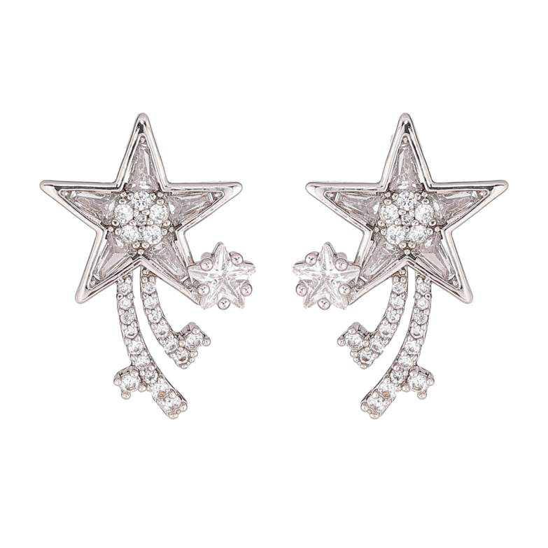 Сережки Xuping колір Родій пусети Зірки з кристалами фото №1
