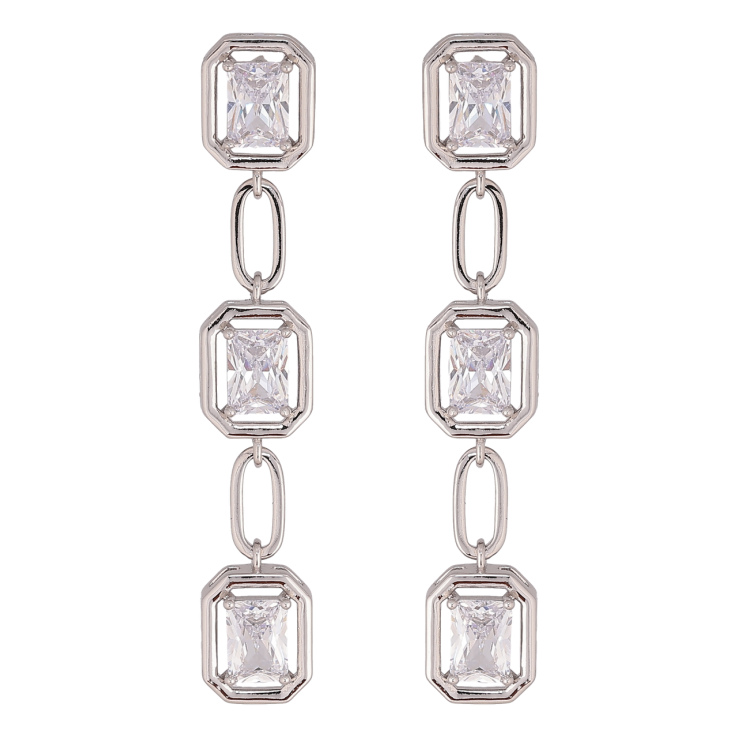 Сережки Xuping колір Родій пусети Підвіски з кристалами фото №8