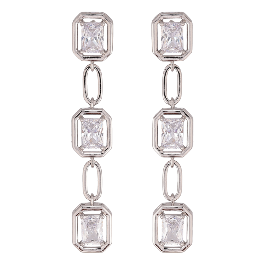 Сережки Xuping колір Родій пусети Підвіски з кристалами фото №1