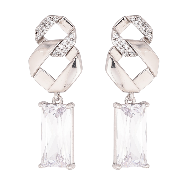 Серьги Xuping цвет Родий пусеты Подвески с кристаллами фото №15