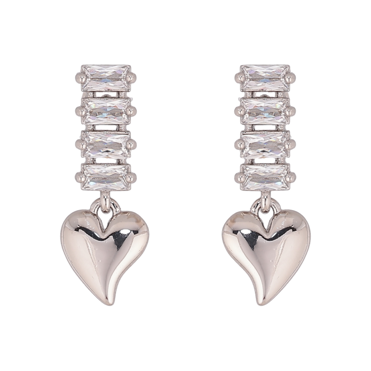 Сережки Xuping колір Родій пусети Підвіски з сердечками фото №15