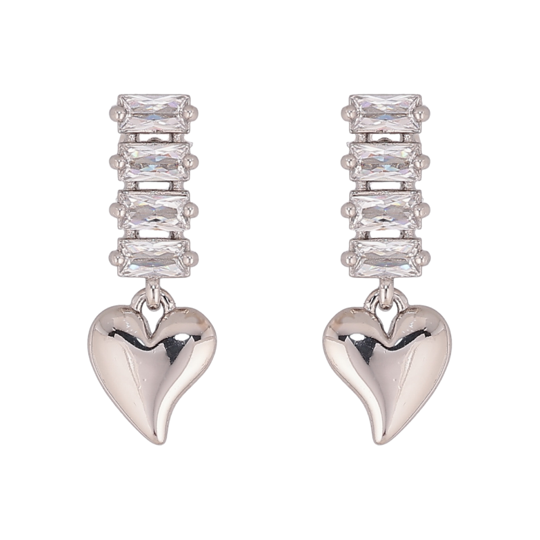 Серьги Xuping цвет Родий пусеты Подвески с сердечками фото №1