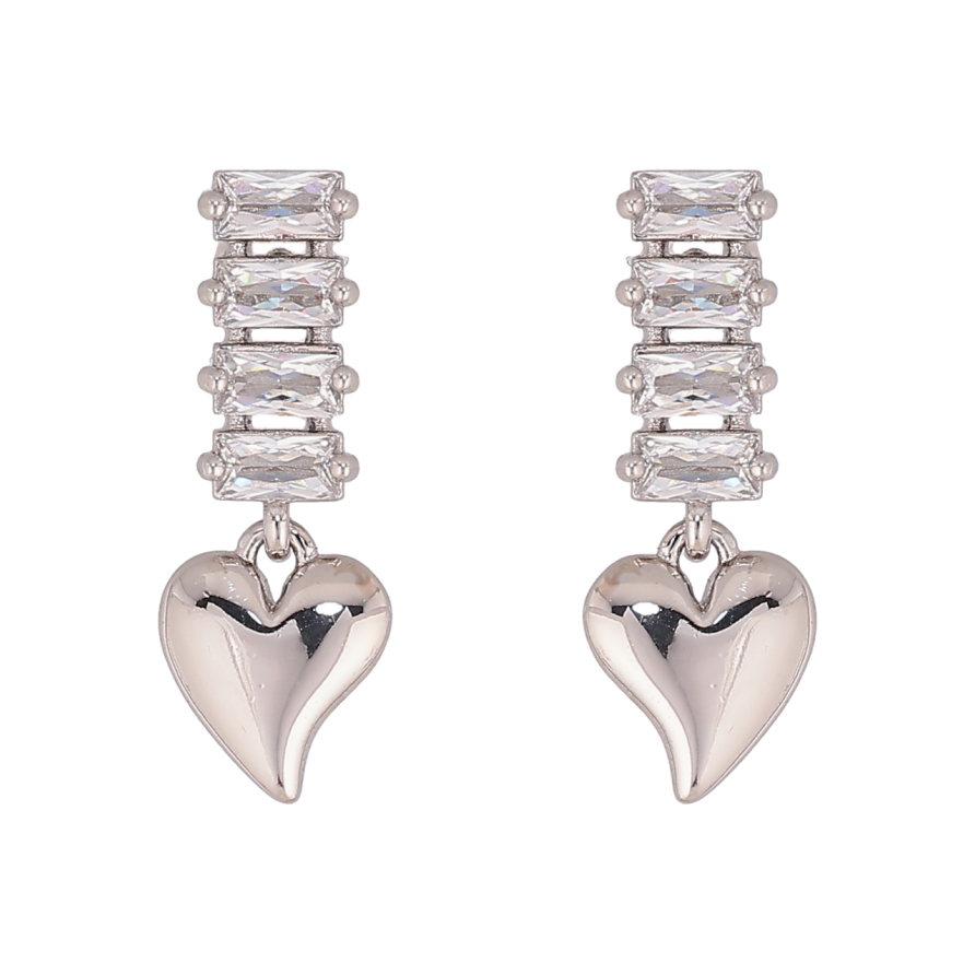 Сережки Xuping колір Родій пусети Підвіски з сердечками фото №1