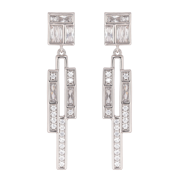 Серьги Xuping цвет Родий пусеты Подвески с кристаллами фото №16