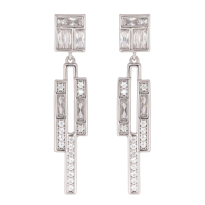 Сережки Xuping колір Родій пусети Підвіски з кристалами фото №1