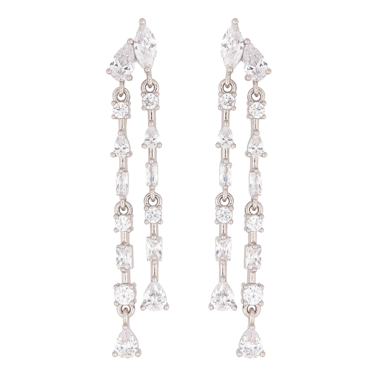 Сережки Xuping колір Родій пусети Підвіски з кристалами фото №23