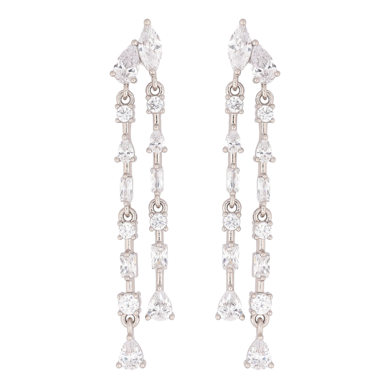 Сережки Xuping колір Родій пусети Підвіски з кристалами фото №1