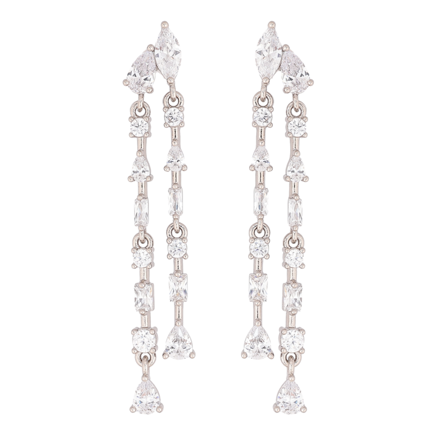 Сережки Xuping колір Родій пусети Підвіски з кристалами фото №1