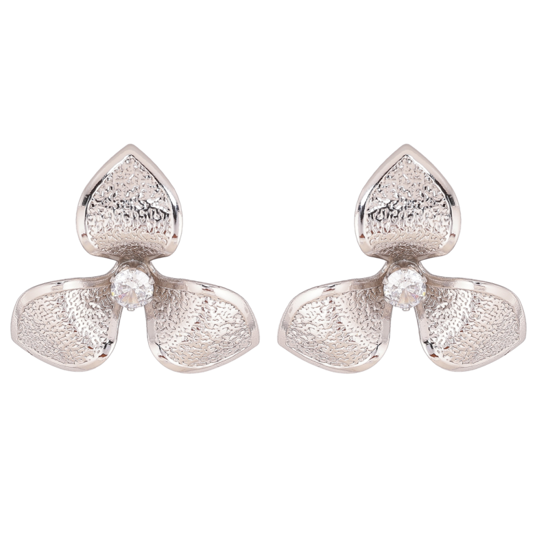 Серьги Xuping цвет Родий пусеты Трилистники фото №4