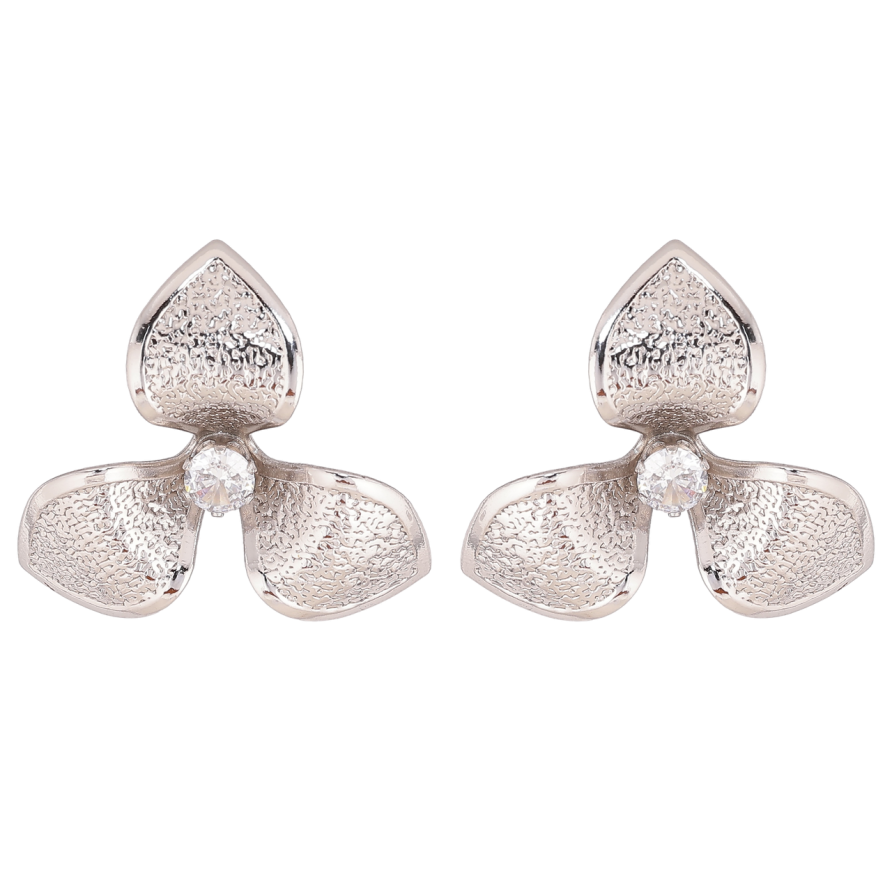 Серьги Xuping цвет Родий пусеты Трилистники фото №1