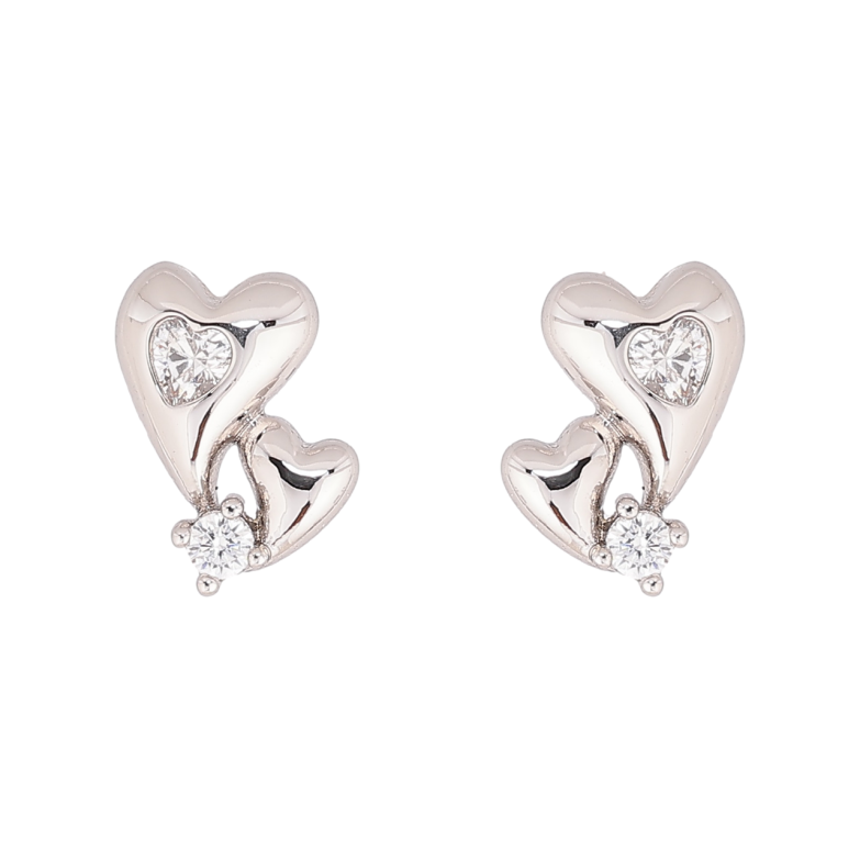 Сережки Xuping колір Родій пусети Сердечки з кристалами фото №3