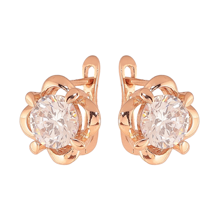 Сережки Xuping колір Позолота РО англійський замок Квіточки з кристалами фото №22 Сережки Xuping колір Позолота РО англійський замок Квіточки з кристалами фото №22