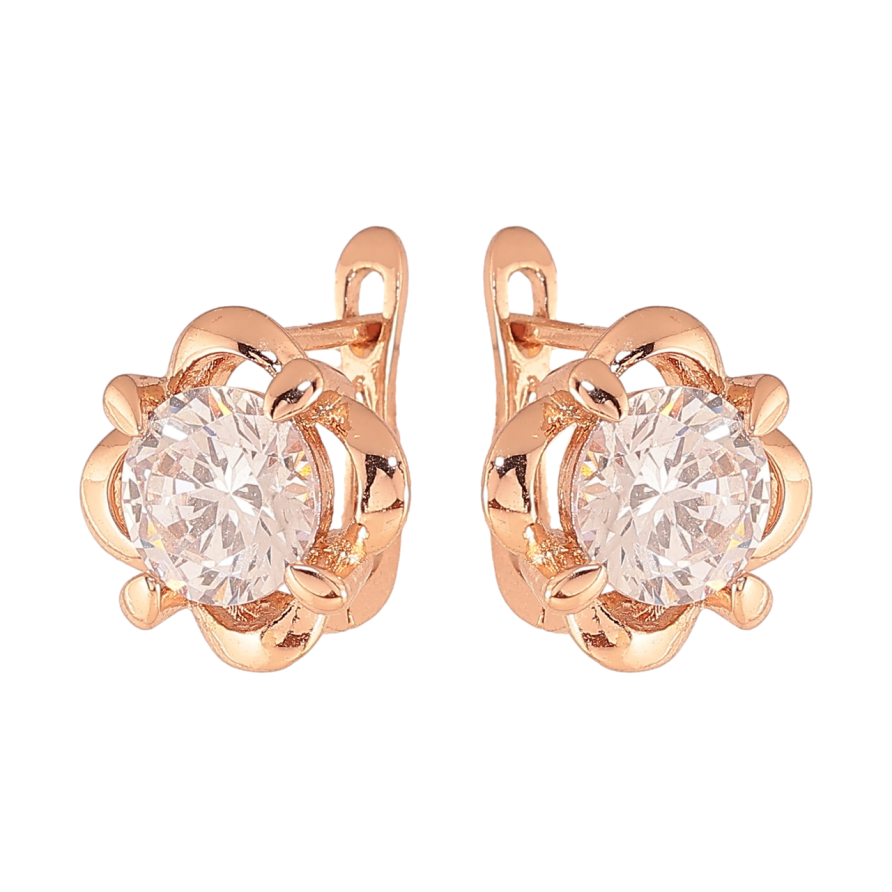 Сережки Xuping колір Позолота РО англійський замок Квіточки з кристалами фото №1