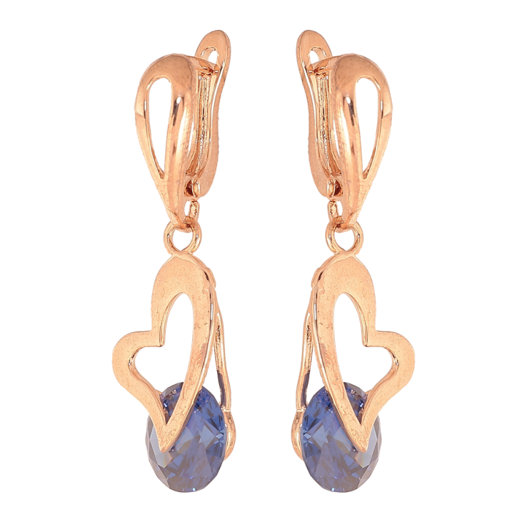 Сережки Xuping колір Позолота РО англійський замок Сердечка з синіми кристалами фото №20 Сережки Xuping колір Позолота РО англійський замок Сердечка з синіми кристалами фото №20