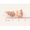 Серьги Xuping цвет Позолота РО английский замок Узор с сиреневыми кристаллами фото №2