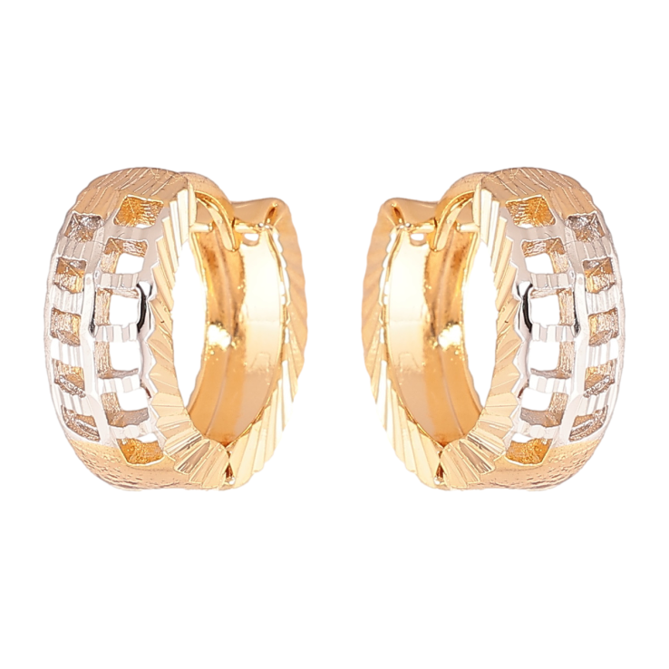 Сережки Xuping колір Позолота 18К + Родій колечка Різьблений візерунок фото №11