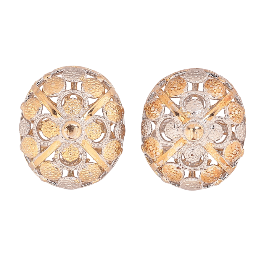 Сережки Xuping колір Позолота 18К + Родій пусети Овальні з візерунком фото №1