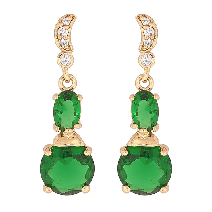 Сережки Xuping колір Позолота 14K пусети Підвіски з зеленими кристалами фото №25 Сережки Xuping колір Позолота 14K пусети Підвіски з зеленими кристалами фото №25