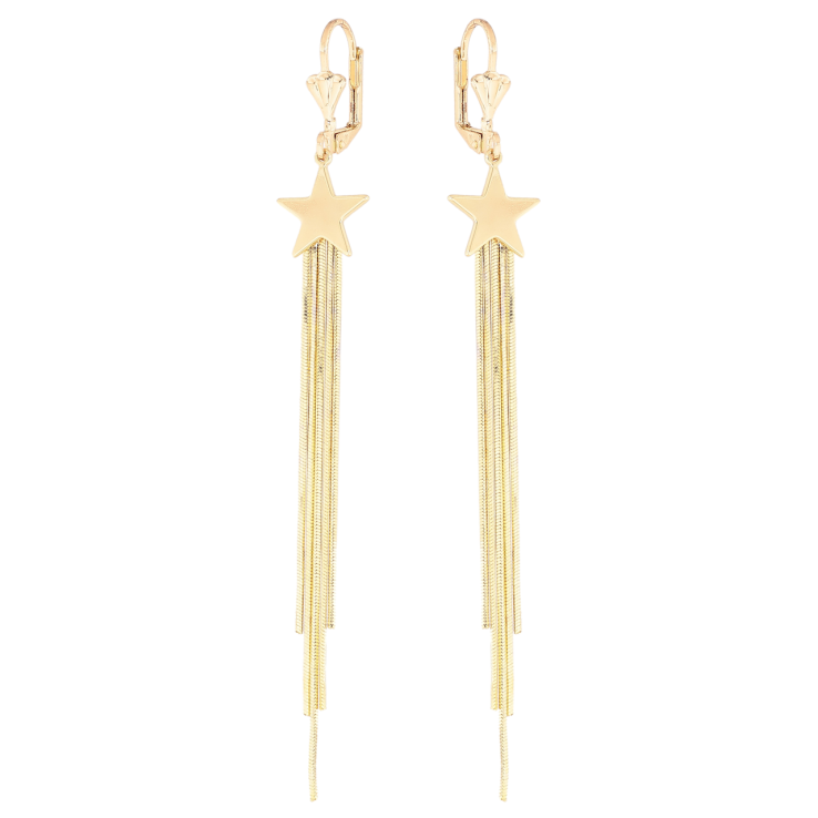 Сережки Xuping колір Позолота 14K французький замок Підвіски з ланцюжків та зірками фото №23 Сережки Xuping колір Позолота 14K французький замок Підвіски з ланцюжків та зірками фото №23