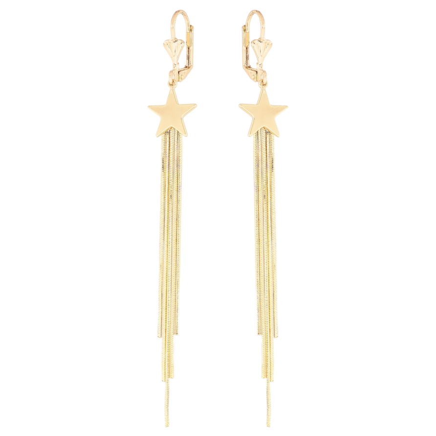 Сережки Xuping колір Позолота 14K французький замок Підвіски з ланцюжків та зірками фото №1