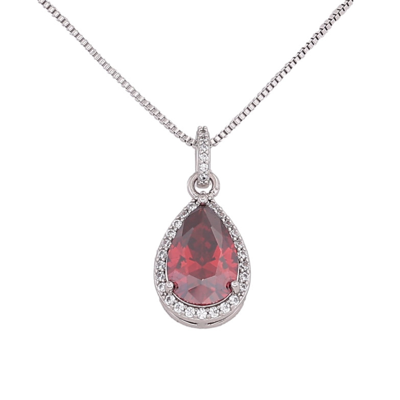 Подвеска на цепочке Xuping Цвет Родий Красная кристальная капля размер 45см х 1мм фото №15