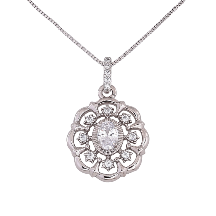 Подвеска на цепочке Xuping Цвет Родий Цветочек с кристаллами размер 45см х 1мм фото №4