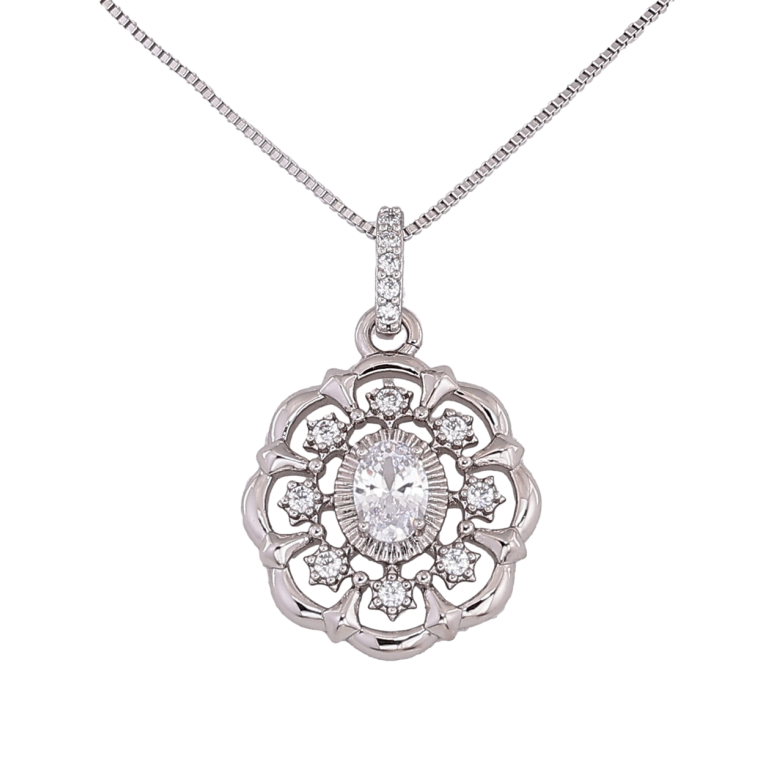 Подвеска на цепочке Xuping Цвет Родий Цветочек с кристаллами размер 45см х 1мм фото №1