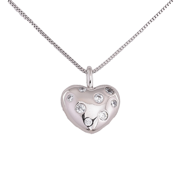 Подвеска на цепочке Xuping Цвет Родий Сердечко с кристаллами размер 45см х 1мм фото №11