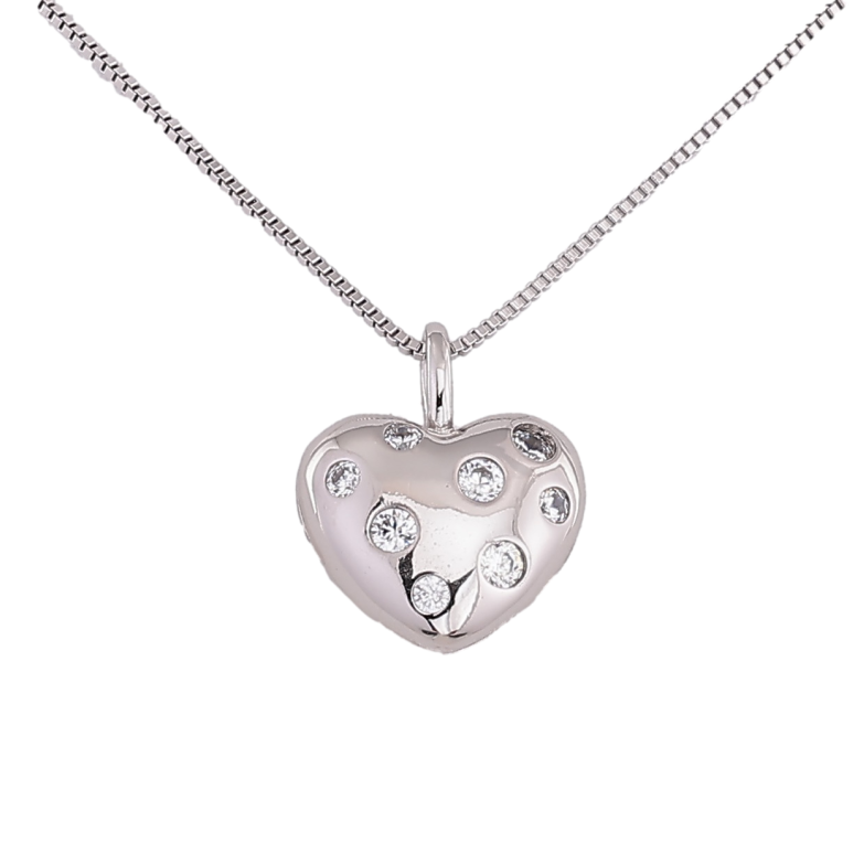 Підвіска на ланцюжку Xuping Колір Родій Сердечко з кристалами розмір 45см х 1мм фото №1