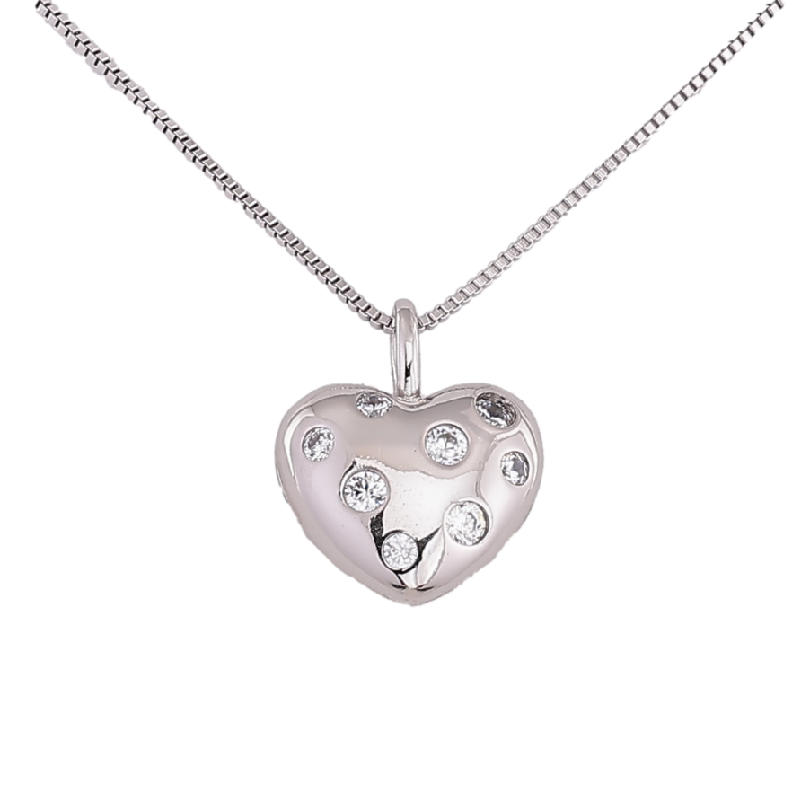 Підвіска на ланцюжку Xuping Колір Родій Сердечко з кристалами розмір 45см х 1мм фото №1