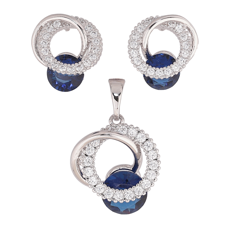 Набір Xuping Родій Сережки Кулон Кристальні колечка з синіми кристалами фото №22 Набір Xuping Родій Сережки Кулон Кристальні колечка з синіми кристалами фото №22