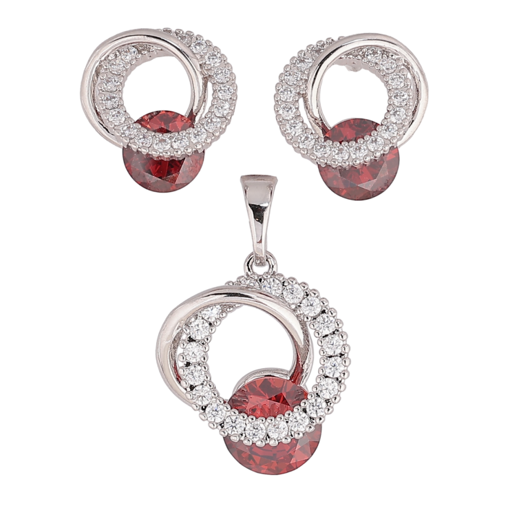 Набір Xuping Родій Сережки Кулон Кристальні колечка з червоними кристалами фото №24 Набір Xuping Родій Сережки Кулон Кристальні колечка з червоними кристалами фото №24
