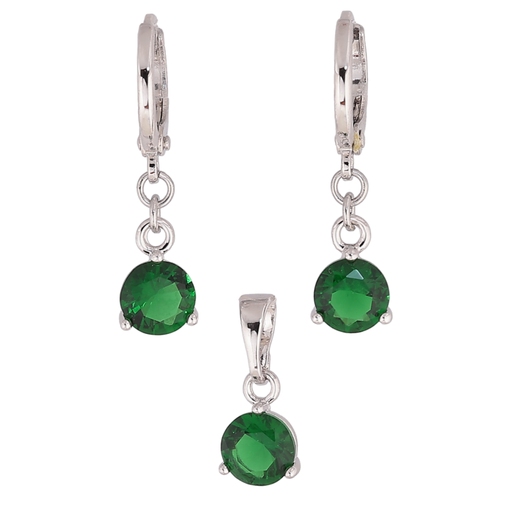 Набір Xuping Колір Родій Сережки Кулон Зелені кристали ø 6мм фото №25 Набір Xuping Колір Родій Сережки Кулон Зелені кристали ø 6мм фото №25